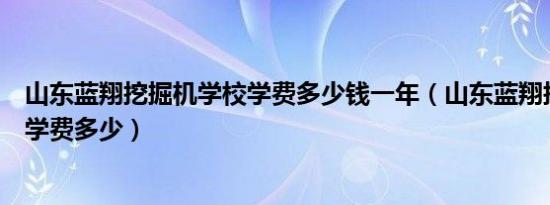 山东蓝翔挖掘机学校学费多少钱一年（山东蓝翔挖掘机学校学费多少）