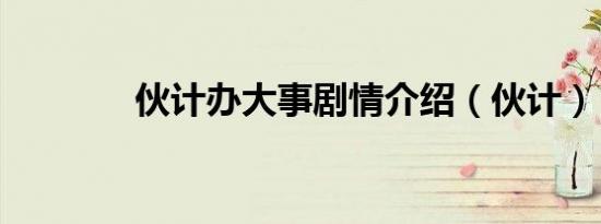 伙计办大事剧情介绍（伙计）