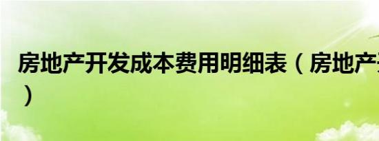 房地产开发成本费用明细表（房地产开发成本）