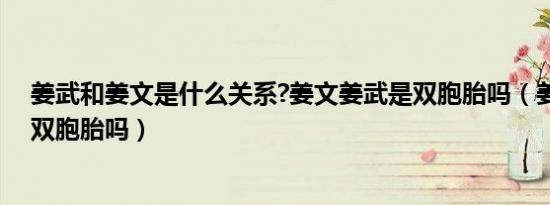 姜武和姜文是什么关系?姜文姜武是双胞胎吗（姜文姜武是双胞胎吗）