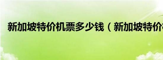 新加坡特价机票多少钱（新加坡特价机票）