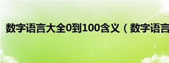 数字语言大全0到100含义（数字语言大全）