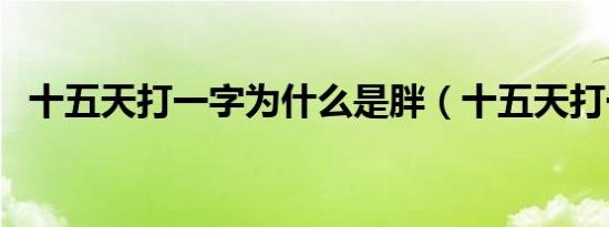 十五天打一字为什么是胖（十五天打一字）