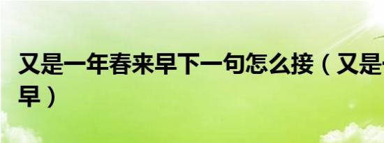 又是一年春来早下一句怎么接（又是一年春来早）