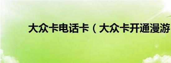 大众卡电话卡（大众卡开通漫游）