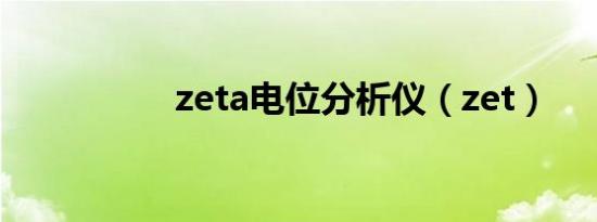 zeta电位分析仪（zet）