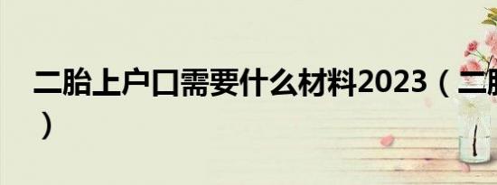 二胎上户口需要什么材料2023（二胎上户口）