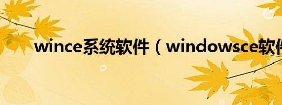 wince系统软件（windowsce软件）