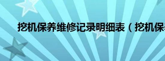 挖机保养维修记录明细表（挖机保养）