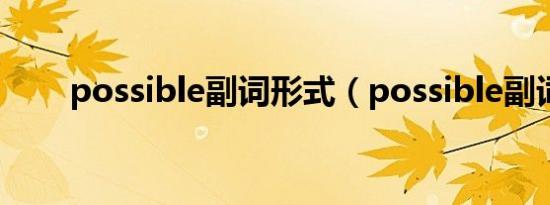 possible副词形式（possible副词）