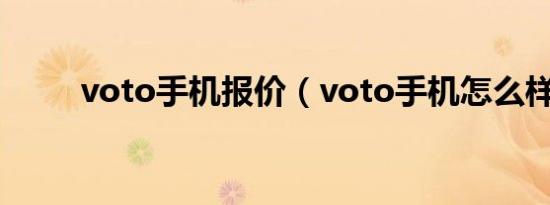 voto手机报价（voto手机怎么样）