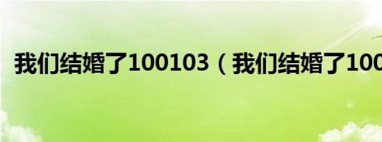 我们结婚了100103（我们结婚了100306）