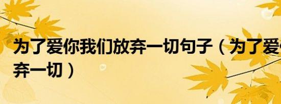 为了爱你我们放弃一切句子（为了爱你我们放弃一切）