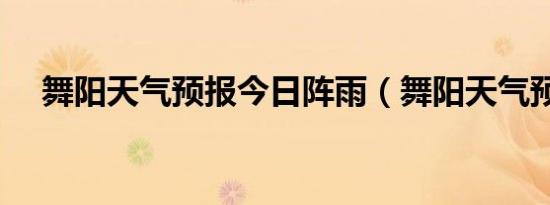 舞阳天气预报今日阵雨（舞阳天气预报）