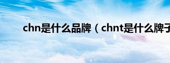 chn是什么品牌（chnt是什么牌子）