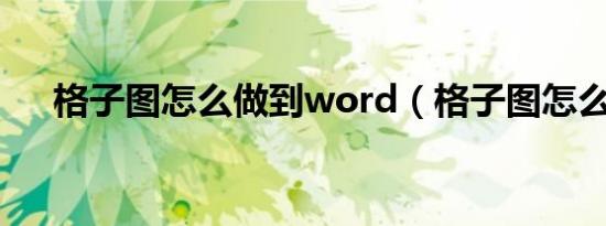 格子图怎么做到word（格子图怎么做）