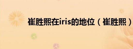 崔胜熙在iris的地位（崔胜熙）