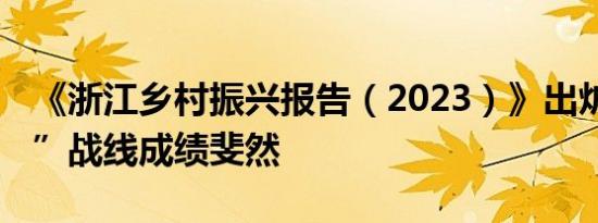 《浙江乡村振兴报告（2023）》出炉 “三农”战线成绩斐然