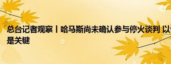 总台记者观察丨哈马斯尚未确认参与停火谈判 以色列立场或是关键