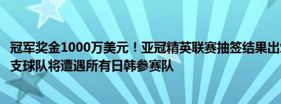 冠军奖金1000万美元！亚冠精英联赛抽签结果出炉，中超三支球队将遭遇所有日韩参赛队