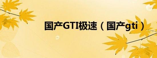 国产GTI极速（国产gti）