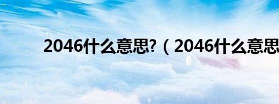 2046什么意思?（2046什么意思）