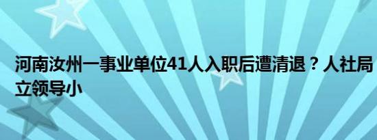 河南汝州一事业单位41人入职后遭清退？人社局：市里已成立领导小