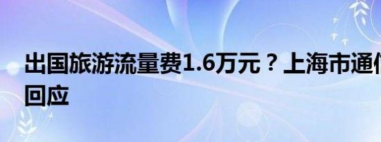 出国旅游流量费1.6万元？上海市通信管理局回应