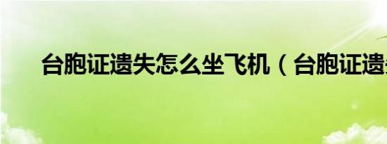 台胞证遗失怎么坐飞机（台胞证遗失）