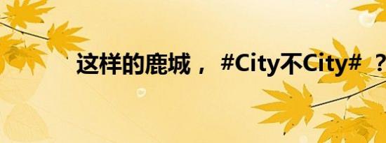 这样的鹿城， #City不City# ？