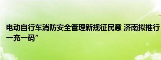 电动自行车消防安全管理新规征民意 济南拟推行“一车一池一充一码”