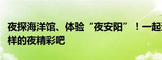 夜探海洋馆、体验“夜安阳”！一起邂逅不一样的夜精彩吧