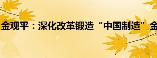 金观平：深化改革锻造“中国制造”金字招牌