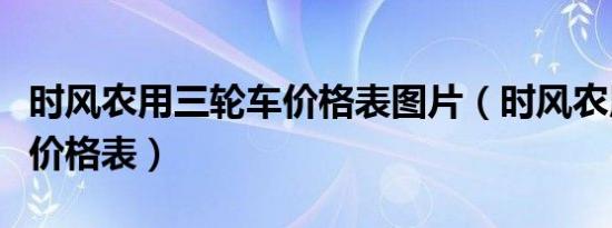 时风农用三轮车价格表图片（时风农用三轮车价格表）