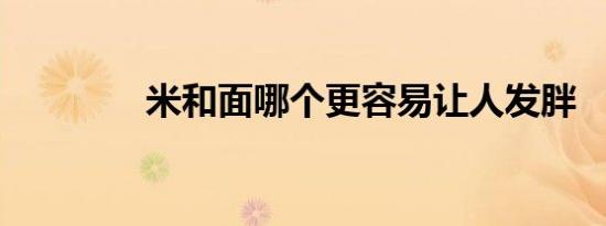 米和面哪个更容易让人发胖