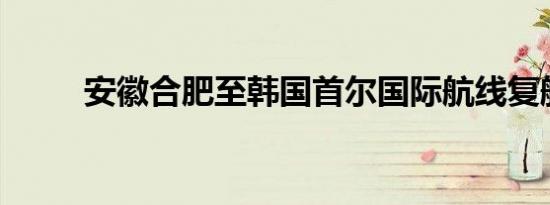 安徽合肥至韩国首尔国际航线复航