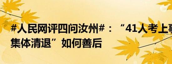 #人民网评四问汝州#：“41人考上事业编被集体清退”如何善后