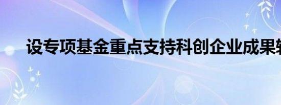 设专项基金重点支持科创企业成果转化