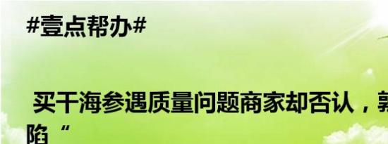 #壹点帮办# | 买干海参遇质量问题商家却否认，孰是孰非陷“