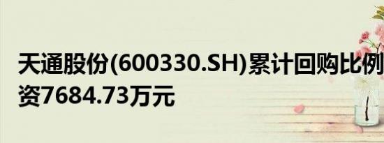 天通股份(600330.SH)累计回购比例达1% 耗资7684.73万元