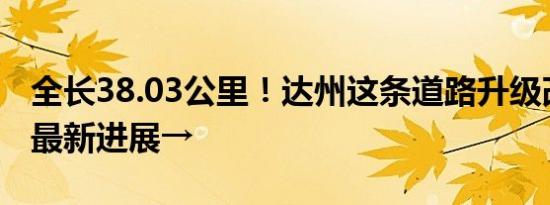 全长38.03公里！达州这条道路升级改造工程最新进展→