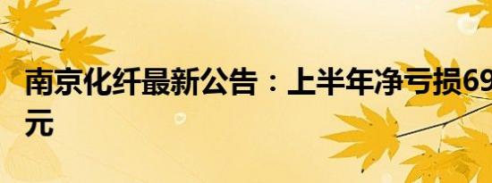 南京化纤最新公告：上半年净亏损6997.54万元