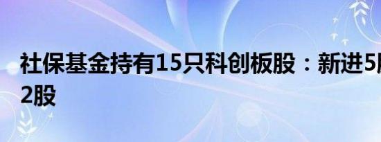 社保基金持有15只科创板股：新进5股，增持2股