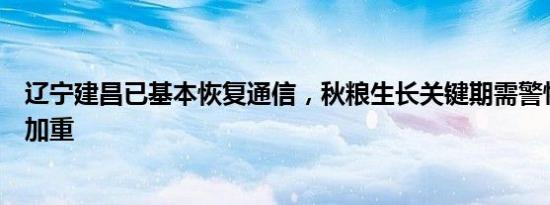 辽宁建昌已基本恢复通信，秋粮生长关键期需警惕渍涝风险加重