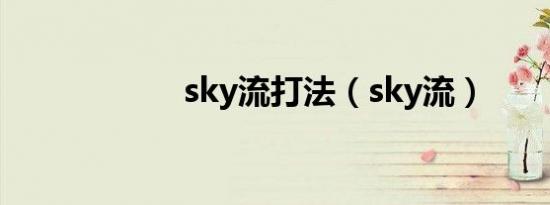 sky流打法（sky流）