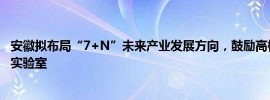 安徽拟布局“7+N”未来产业发展方向，鼓励高校建设场景实验室