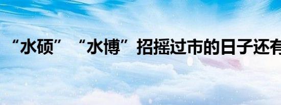 “水硕”“水博”招摇过市的日子还有多久？