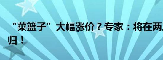 “菜篮子”大幅涨价？专家：将在两三周内回归！