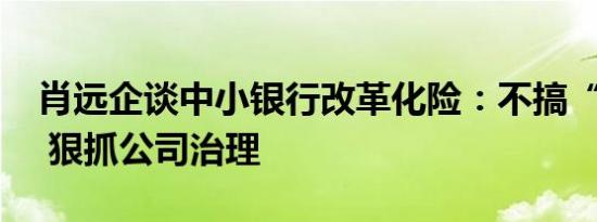 肖远企谈中小银行改革化险：不搞“一刀切” 狠抓公司治理