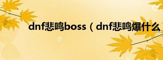 dnf悲鸣boss（dnf悲鸣爆什么）